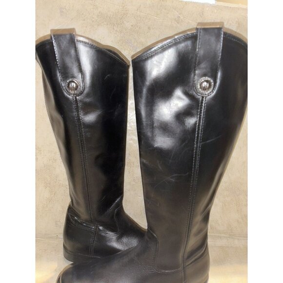 Frye Melissa Black Leather Zip Up Lug Equestrian Inspired Tall Boots Size 6 B - Picture 6 of 10